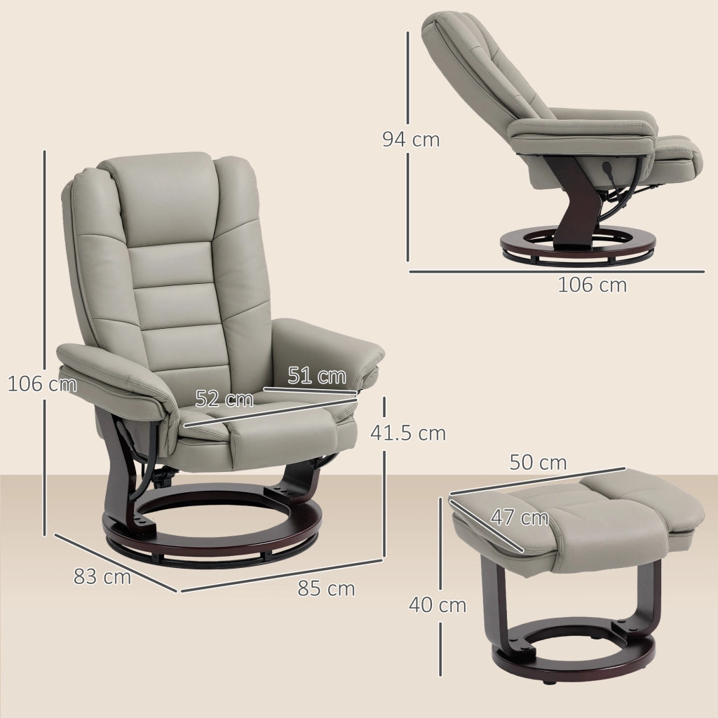 Poltrona relax reclinabile massaggiante con poggiapiedi ¨C zephmum ¨C marrone similpelle 360¡ã girevole