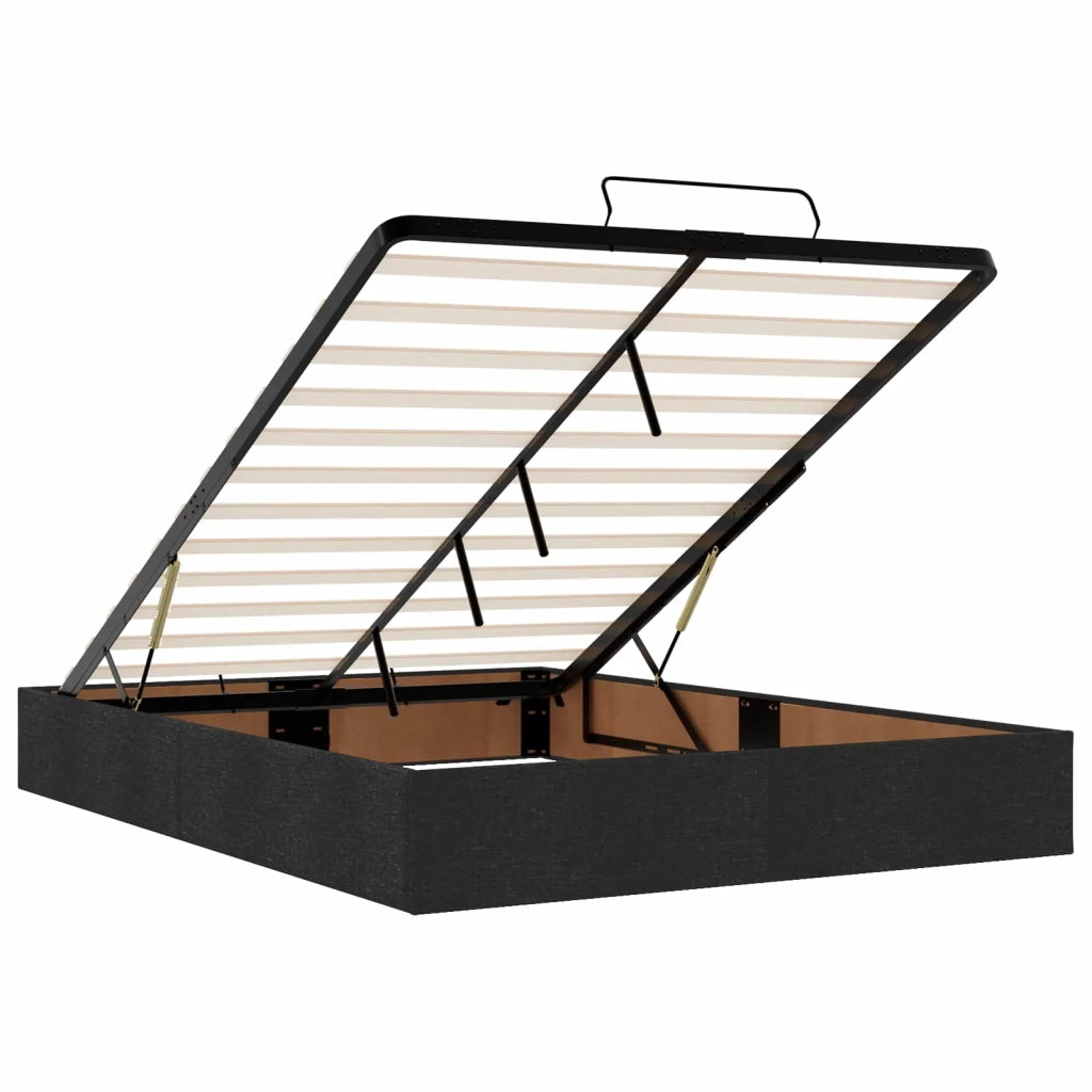 Letto Ottomano con Materasso e LED Nero 140 x 200 cm Tessuto 3456997