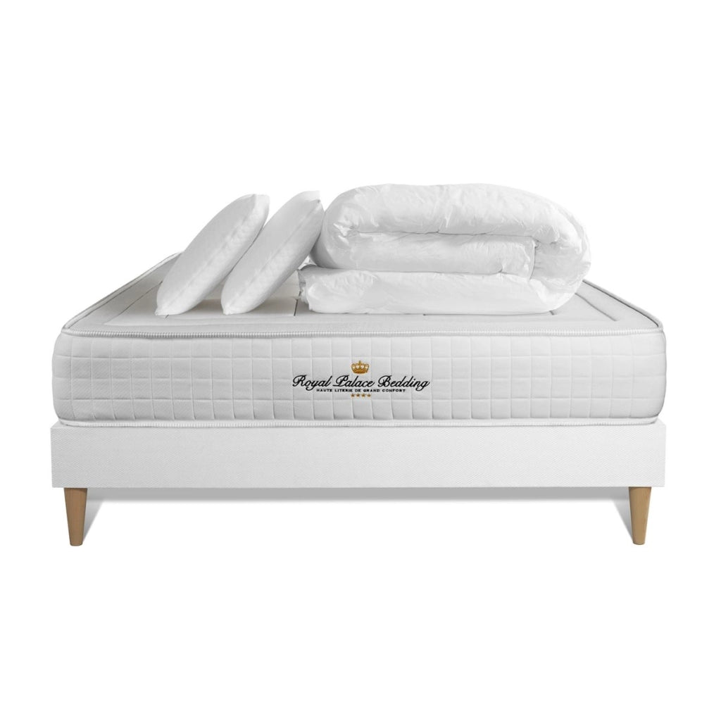 Pacchetto letto completo - Materasso 140x200cm + Box spring con doghe (kit) + 2 cuscini + Piumino - Balmoral