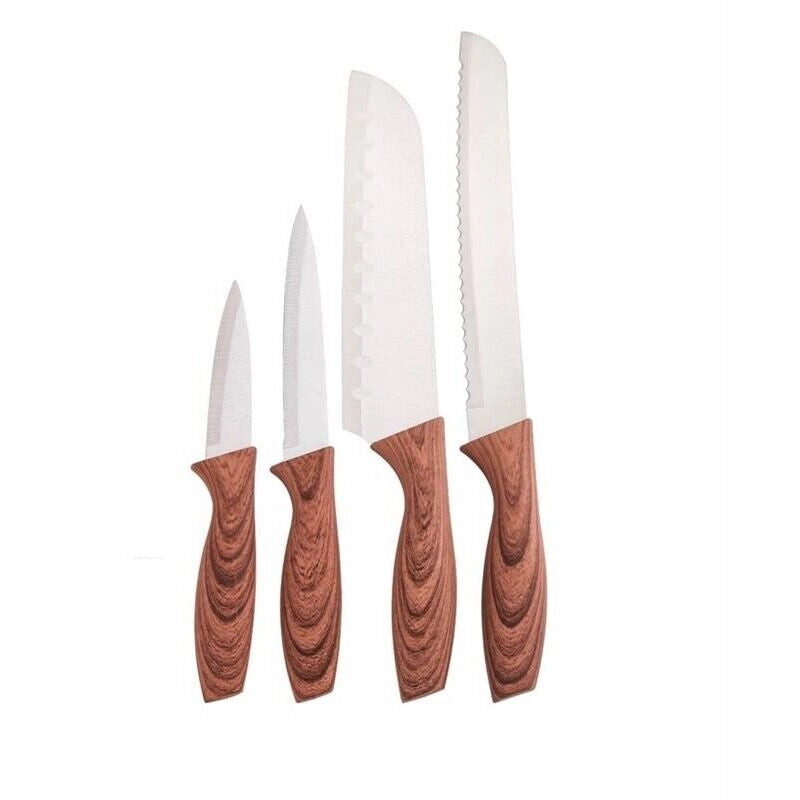 MAURY'S SET 4 COLTELLI FOREST IN ACCIAIO INOX CON MANICO ASSORTITO EFFETTO LEGNO