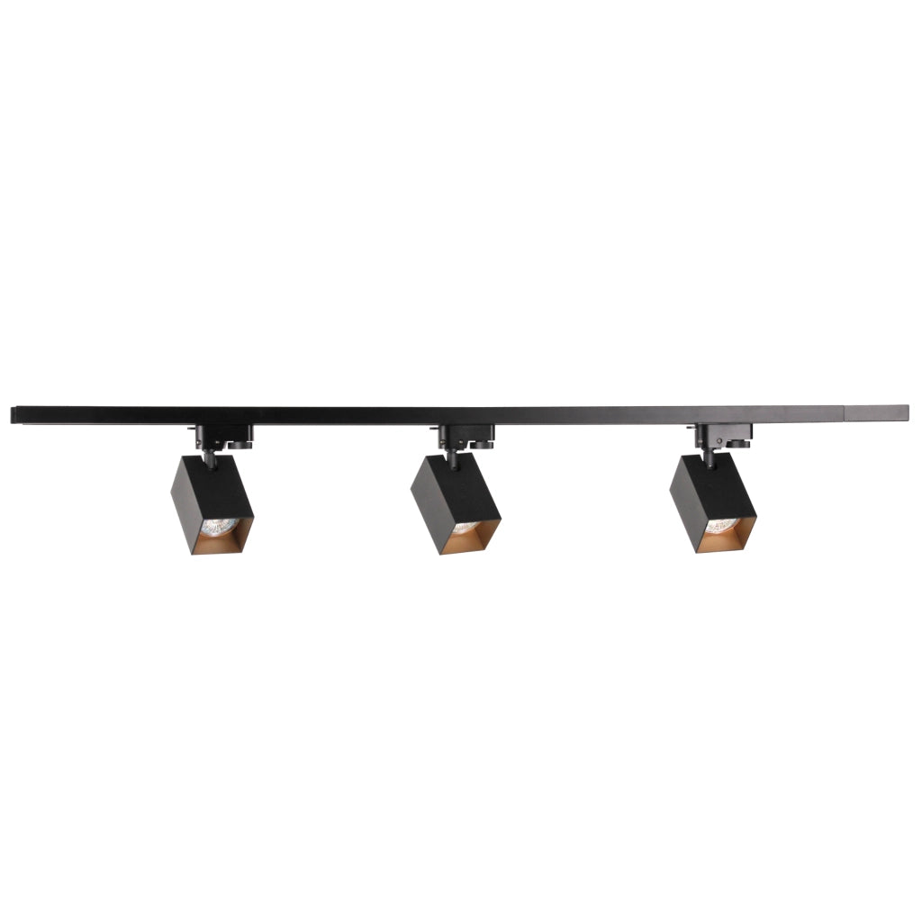 Kit binario Polux Square nero oro 1m 3 faretti GU10