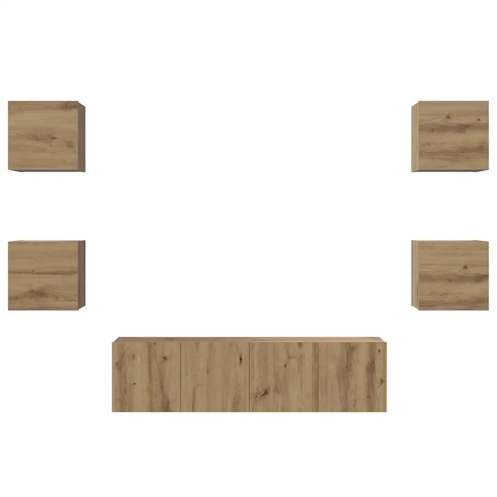 Set mobile TV 6 pcs Rovere artigianale Legno multistrato 3393143
