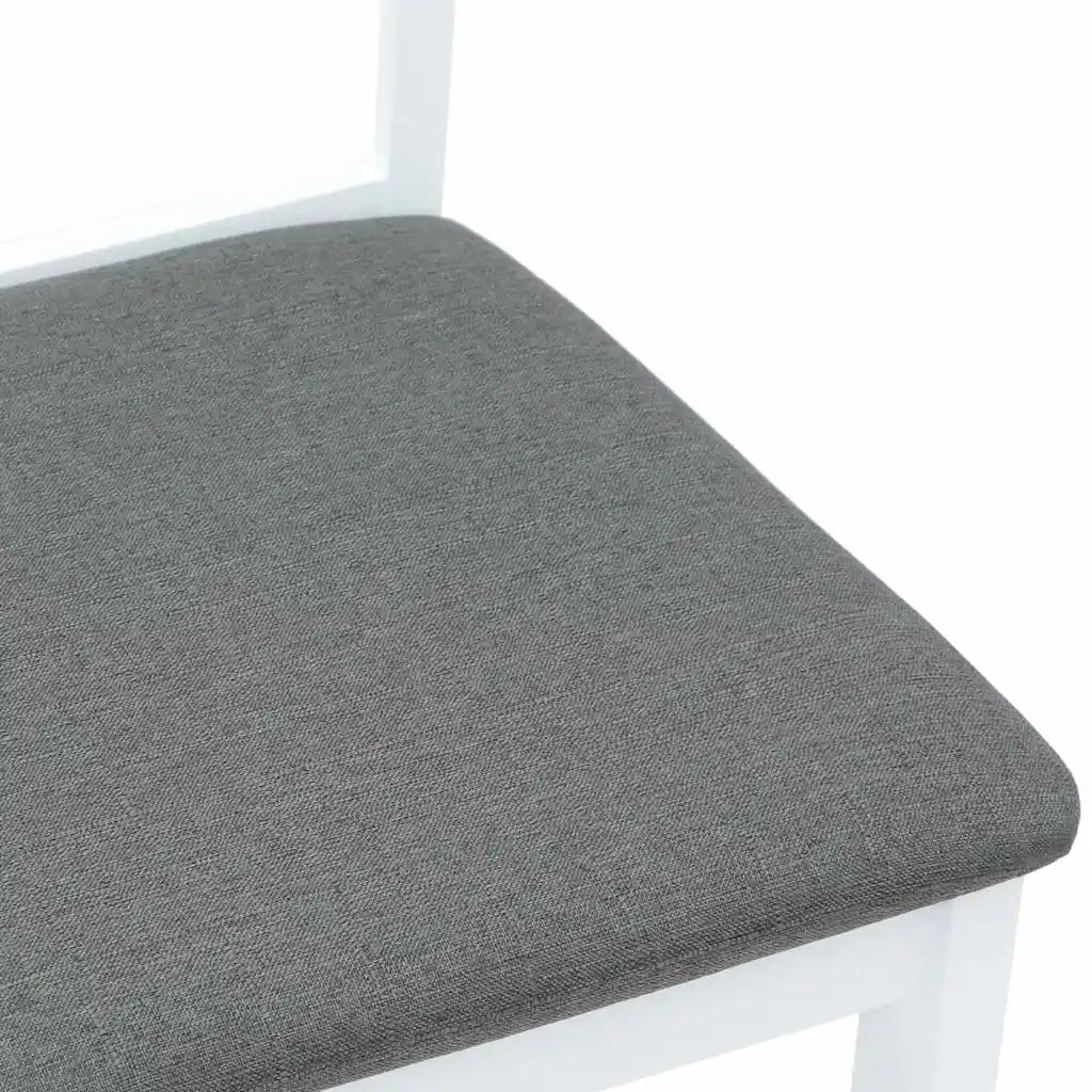 Sedie da Pranzo con Cuscini 2 pz Bianco Legno Massello di Hevea