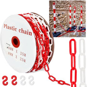 Catenaccio in plastica 25 m - Raccordo rosso/bianco - 4 ganci da carabinieri - Catenaccio di allarme - Diametro 6 mm - Catenaccio di sicurezza