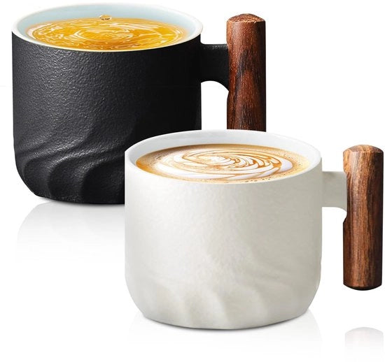 Set di Caffè in Ceramica da 2 pezzi - 70 ml - Caffettiera - Ceramica - Stivalevole - Porcellana di Alta Qualità - Manico Ergonomico