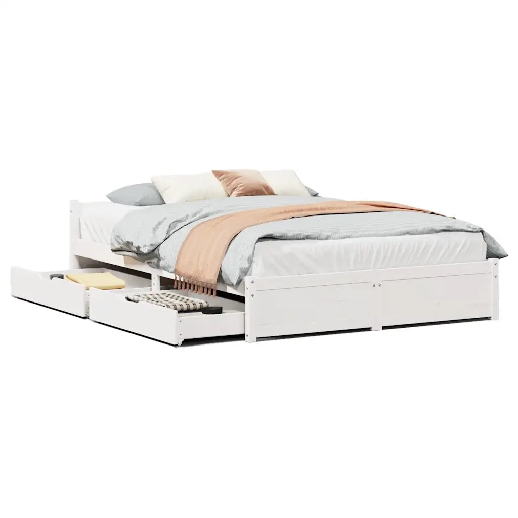 Letto matrimoniale | Letto per adulti | Letto senza Materasso Bianco 120x200 cm Legno Massello di Pino