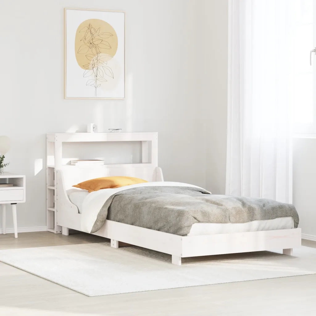 Letto senza Materasso Bianco 75x190 in Legno Massello di Pino 3306445