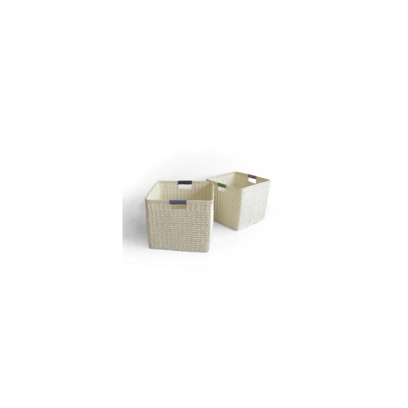 Cestina rattan 1-2 naturale con manici quadro cm 35xh30x35