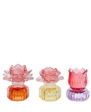 1 Pezzo Porta Tea-Light in Vetro Colorato Altezza 10 cm 3 Modelli