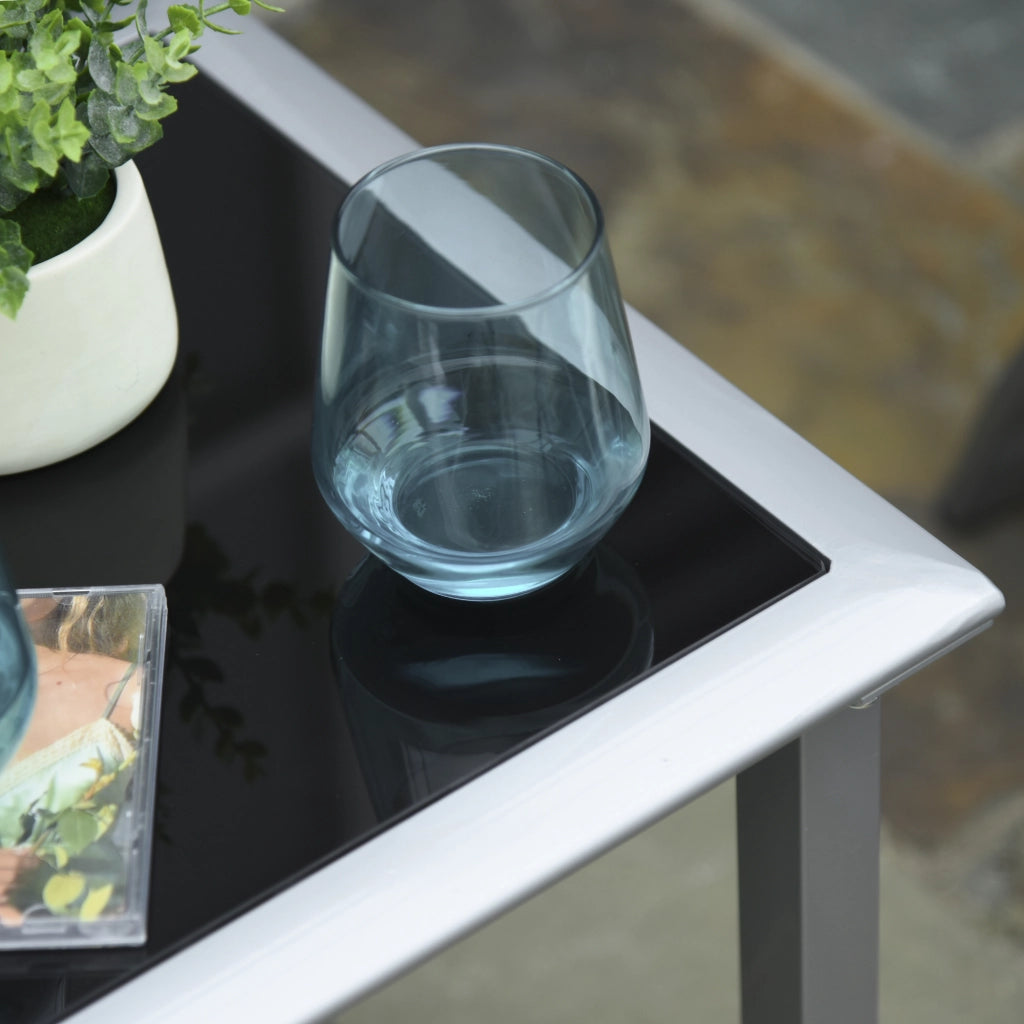 Set da giardino a 3 pezzi con 2 sdraio + tavolino da caffè in metallo balcone ideale per esterni in argento nero