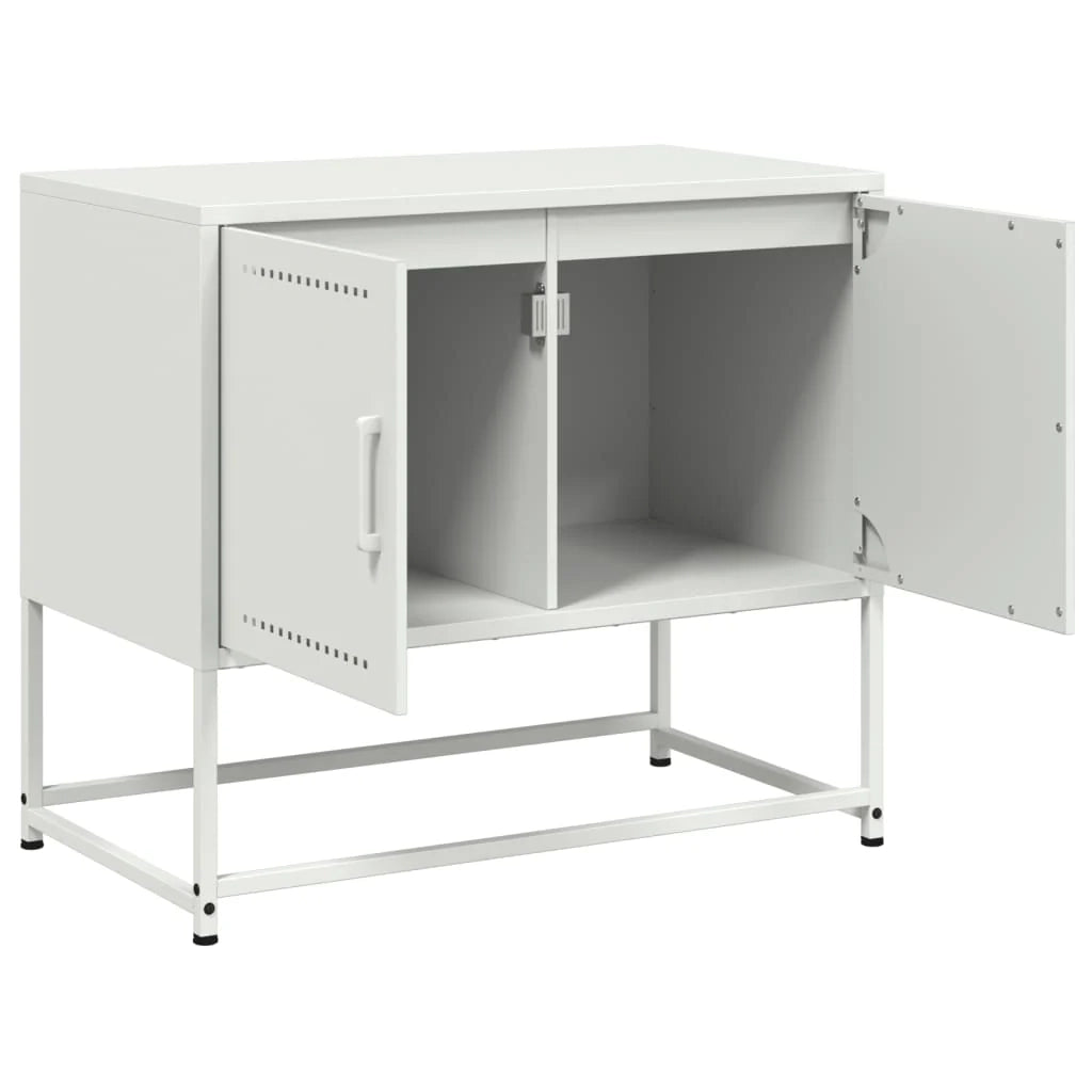 Mobile TV multimediale mensola TV credenza TV sala da pranzo soggiorno camera da letto 68,5 x 39 x 60,5 cm acciaio bianco 02_0026165