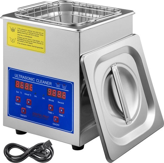 Macchina di pulizia ultrasonica 2L in acciaio inossidabile Macchina di pulizia ultrasonica digitale con timer per gioielli Pulizia commerciale e personale per uso domestico (2L)