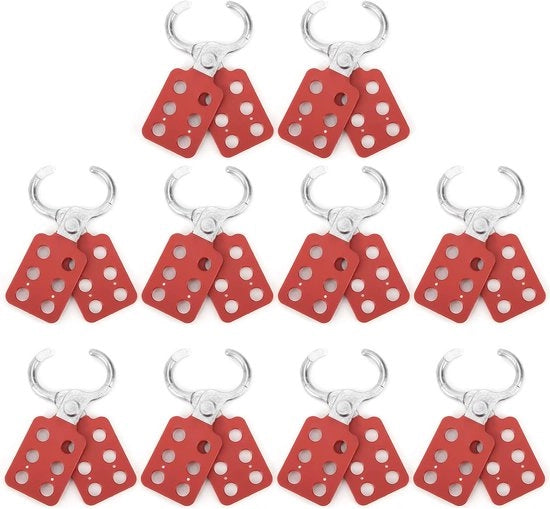 Hasp di Sicurezza in Alluminio con Isolamento - Gestione Multipla - Hasp con 6 Fori Isolati - Blocco Interlock - 2,5 cm di Diametro Interno - Pacchetto da 10 unità.
