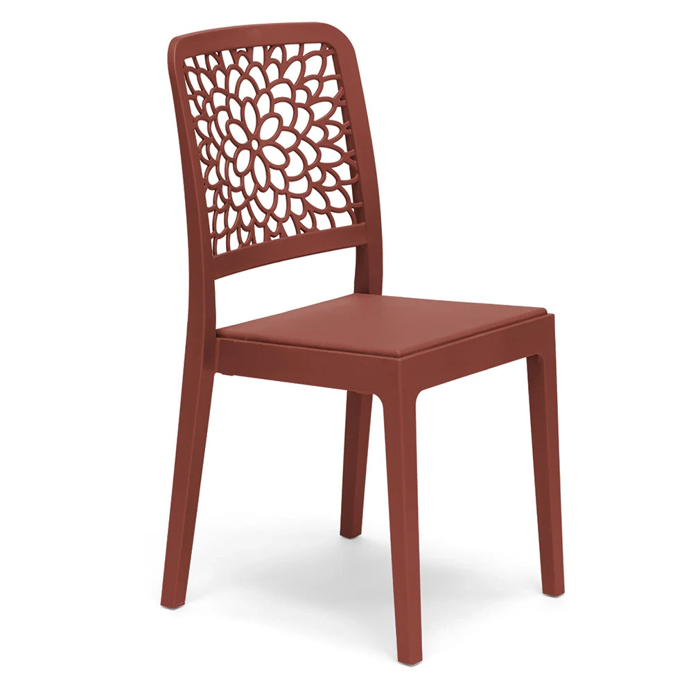 Sedia in polipropilene TICHE, impilabile, resistente ai raggi UV, design moderno, ideale per sala da pranzo, cucina, sala d’attesa, bar, ristoranti o giardino, colore Mattone