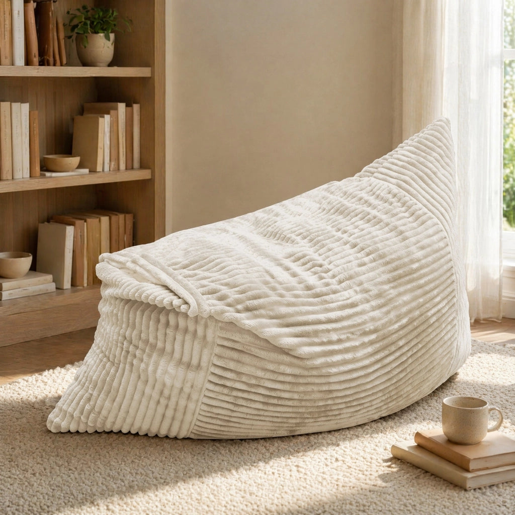 POLTRONA SACCO 3-in-1 in Corda Vellutata Bianca