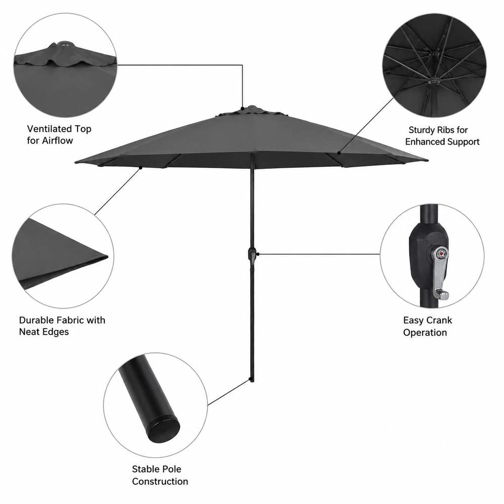 Parasol With Metal Pole 390 Cm Anthracite