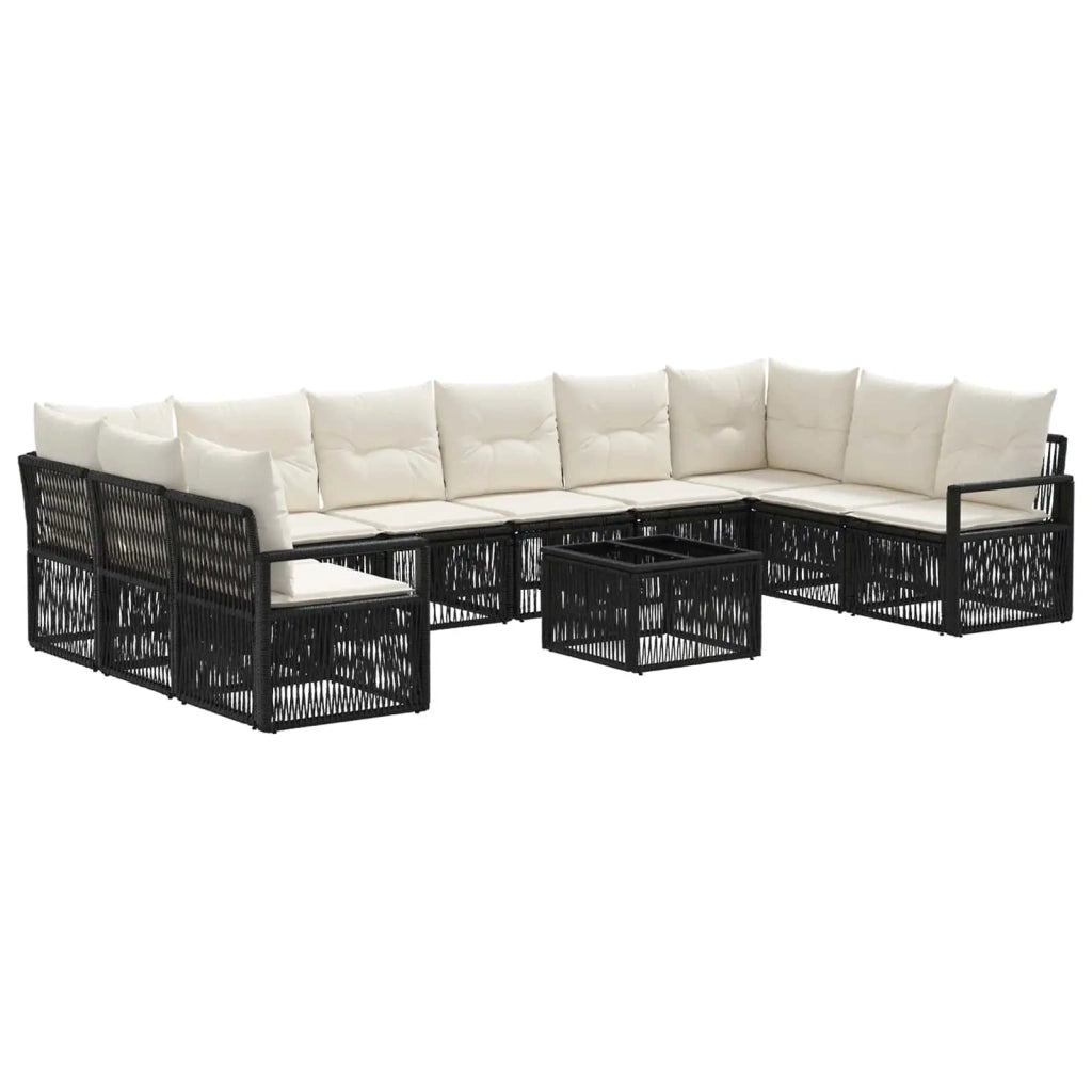 Set Divano da Giardino 11 pcs Nero polyrattan 3435823