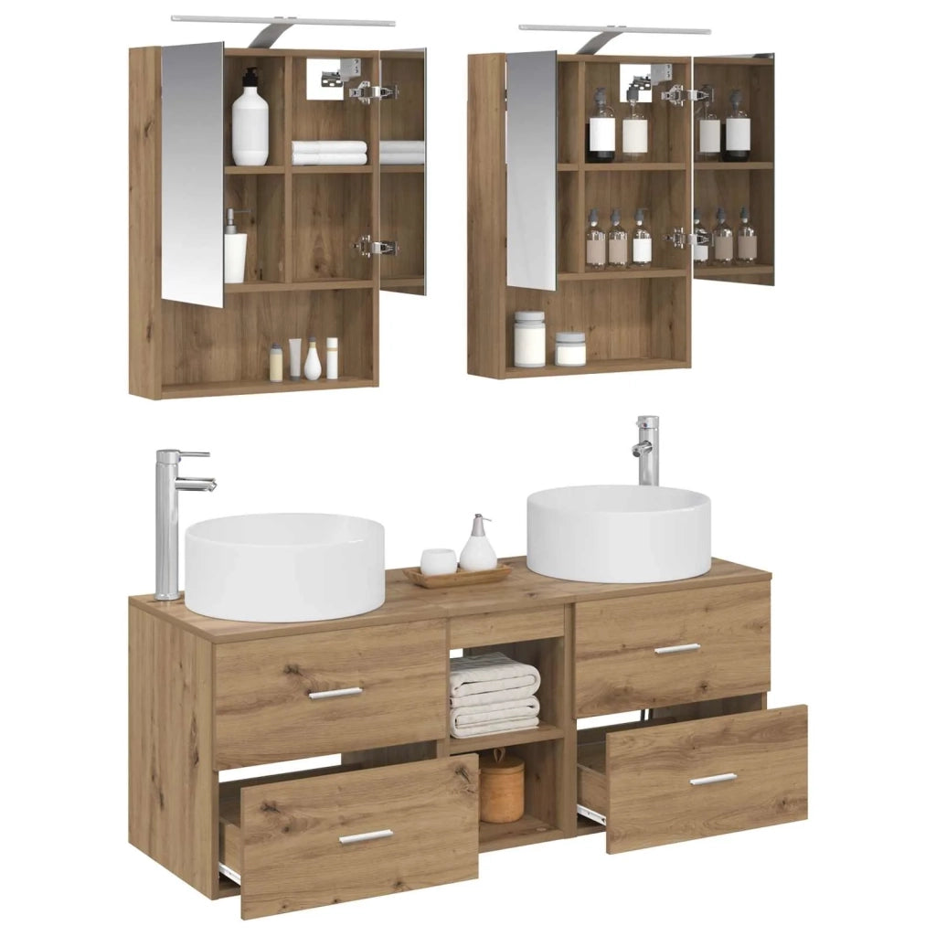 Set di mobili per il bagno 5 pcs Rovere Artigianale 3407086
