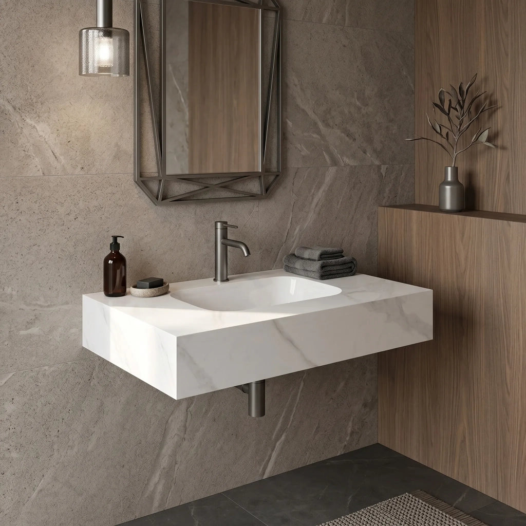 Lavabo Sospeso Rea Aresa Belt White 80