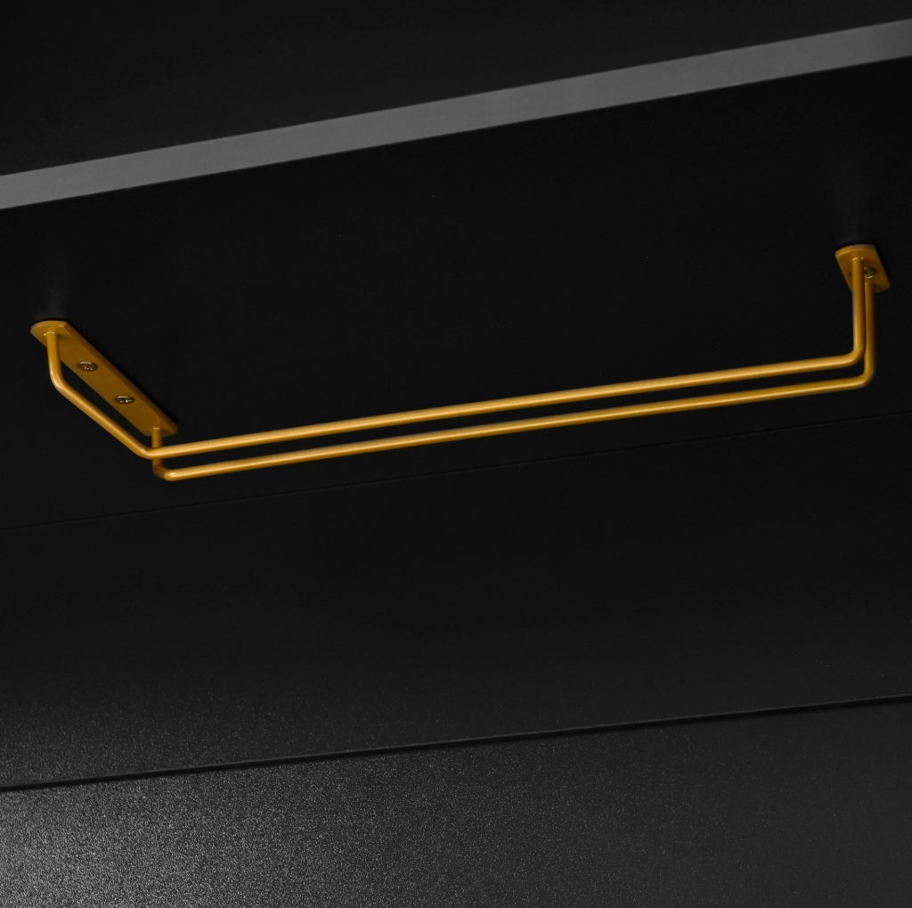 Mobile alto 80x40x180 cm con LED regolabile via app, vetro, MDF bianco e nero