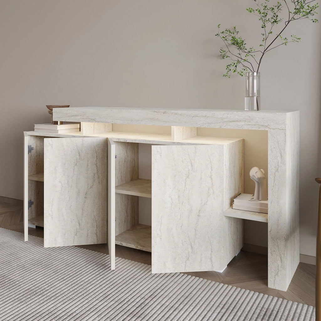 Credenza in legno "Beliz" - 170 x 35 x 80 cm - Travertino