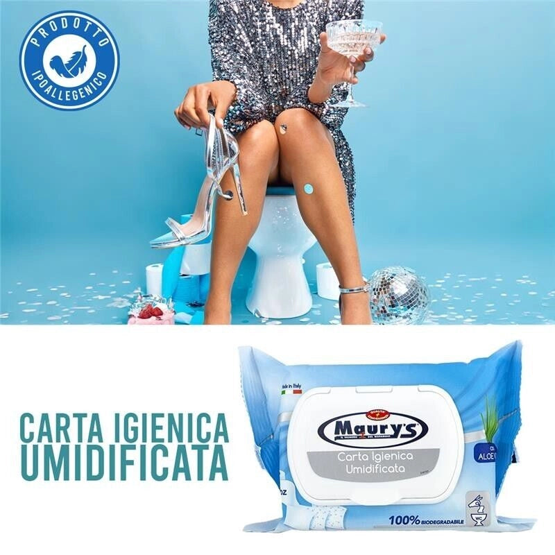 MAURY'S SALVIETTE DETERGENTI CARTA IGIENICA UMIDIFICATA 25PZ ALOE VERA 100% BIODEGRADABILE