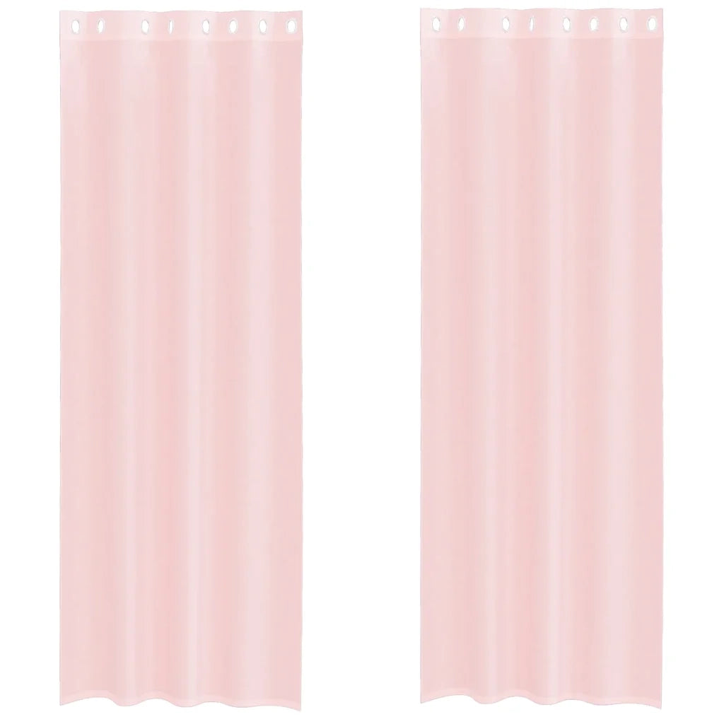 Tende in Voile con Occhielli 2 pz Rosa Chiaro 140x300 cm 4102088
