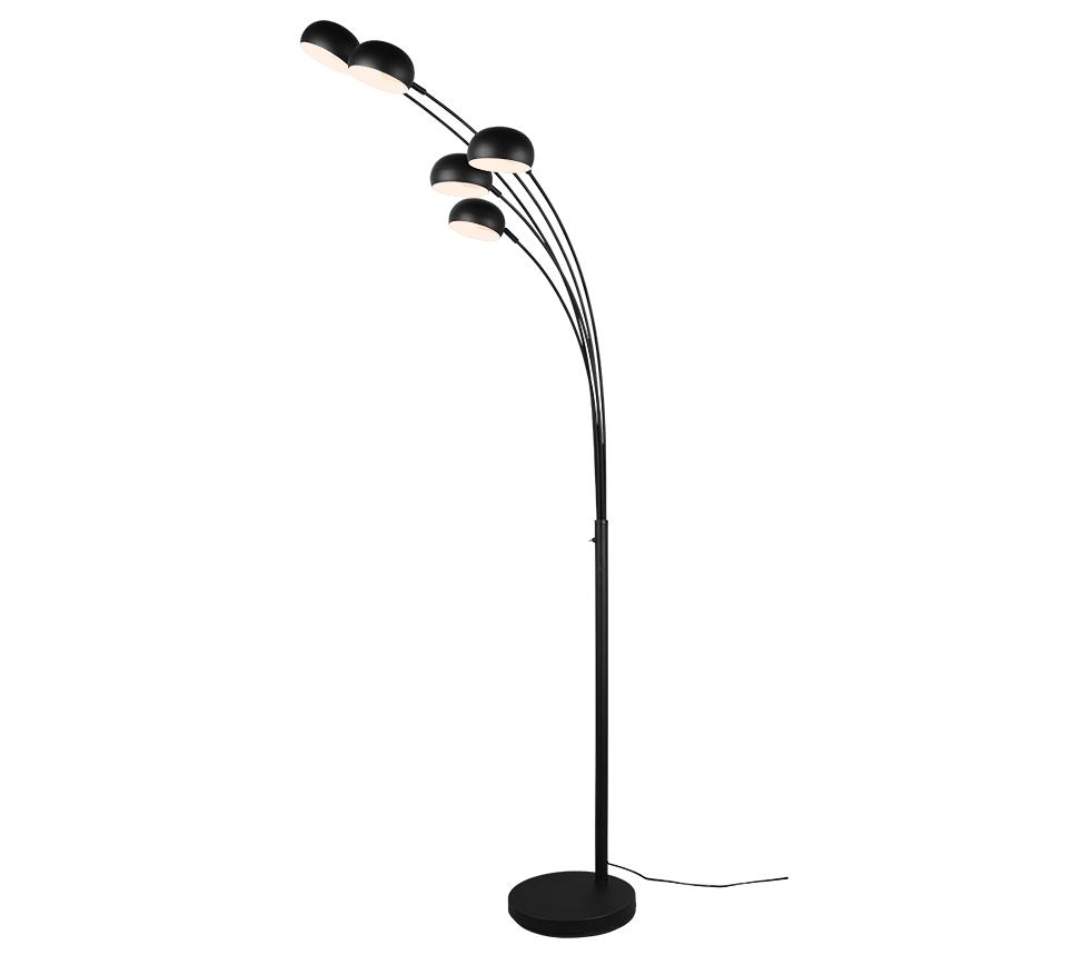 Lampada Piantana Arco Acciaio Nera 5 Diffusori H 200 cm Dito GD Trio