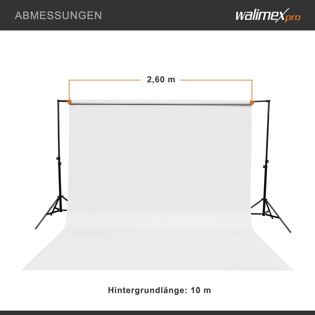 Sfondo fotografico in cartoncino bianco 2,60x10 m, Backdrop foto antiriflesso e resistente, per studi fotografici