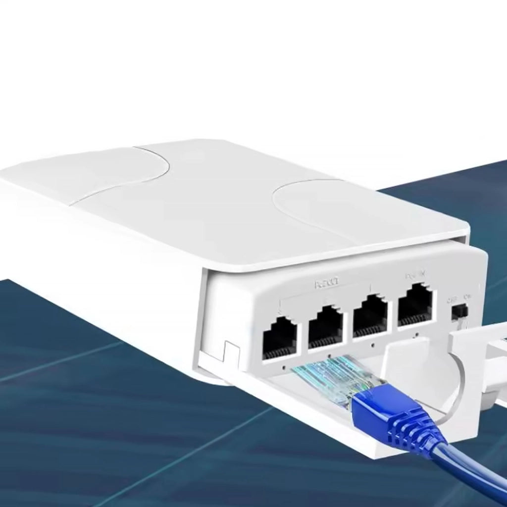 Ripetitore POE Esterno 1x IN 3x OUT – 10/100 Mbps, IP55, 30W, IEEE802.3af/at, VLAN | Estensione Rete fino a 100m
