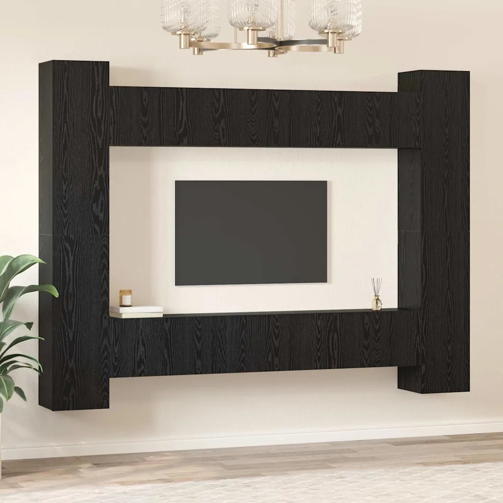 vidaXL Set mobile TV 10 pcs Rovere nero Media 30.5 x 30 x 90 cm