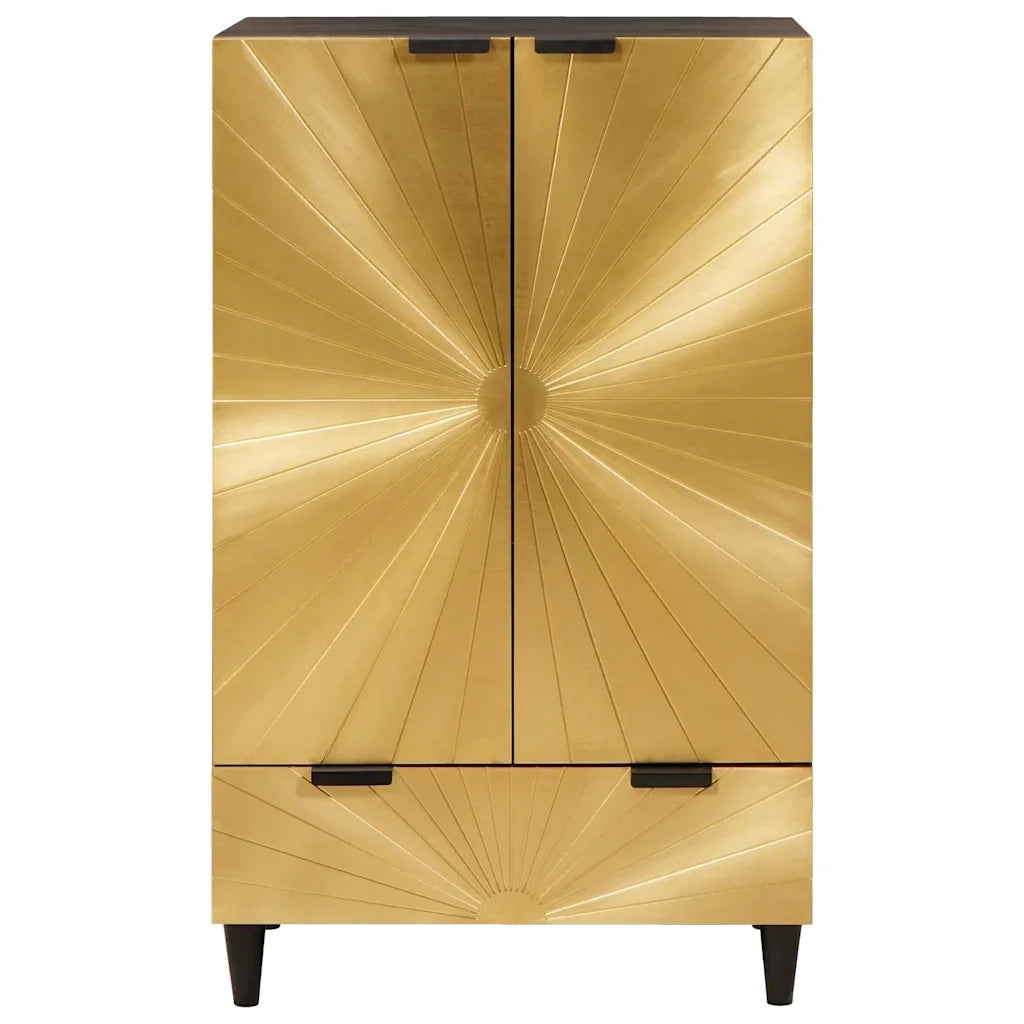 vidaXL Mobile laterale con cassetto Nero e Oro 60 x 33.5 x 100 cm