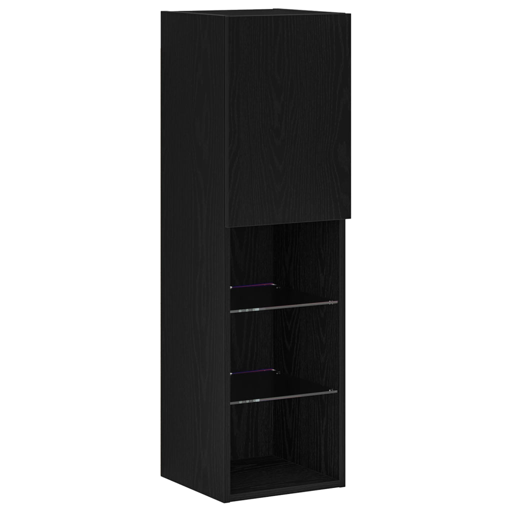 Mobile TV LED Nero Rovere 30,5x30x102 cm Legno ingegnerizzato