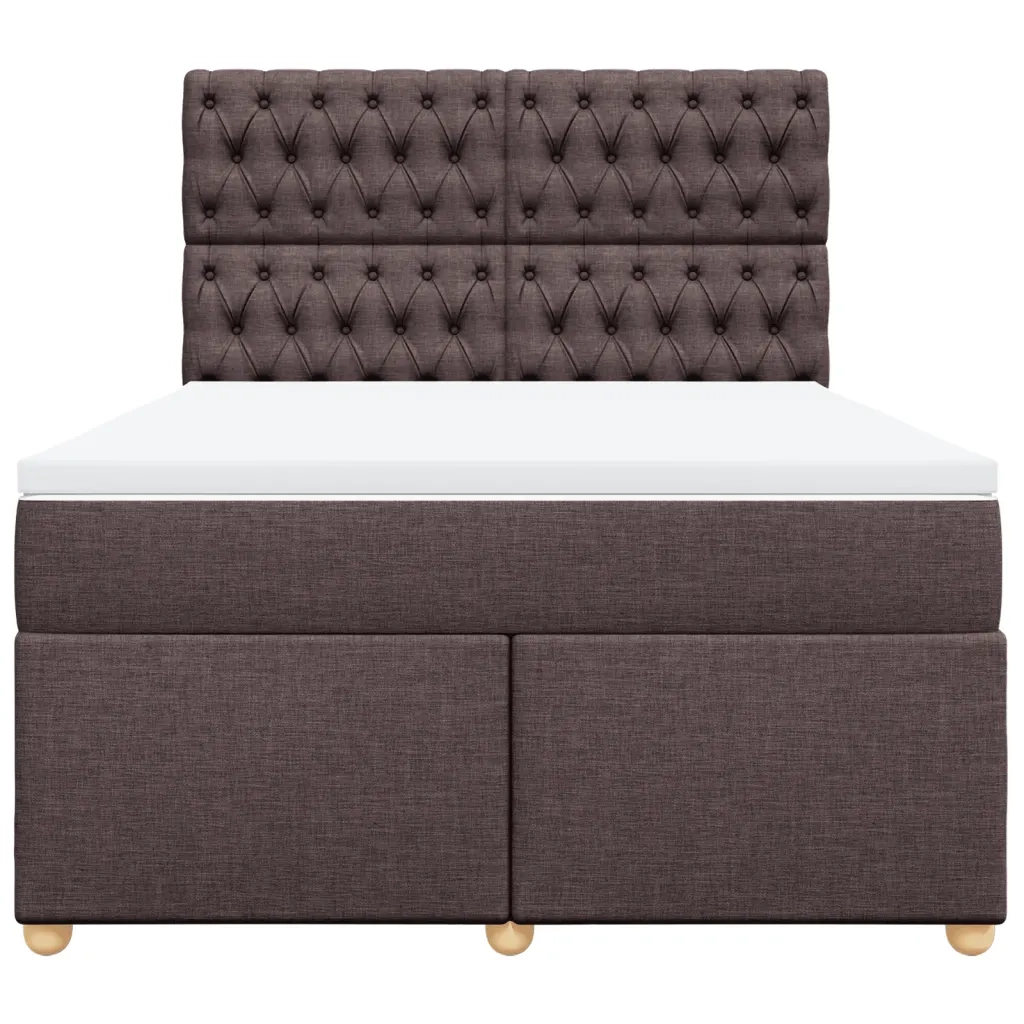 Giroletto a Molle con Materasso Marrone Scuro 140x190cm Tessuto