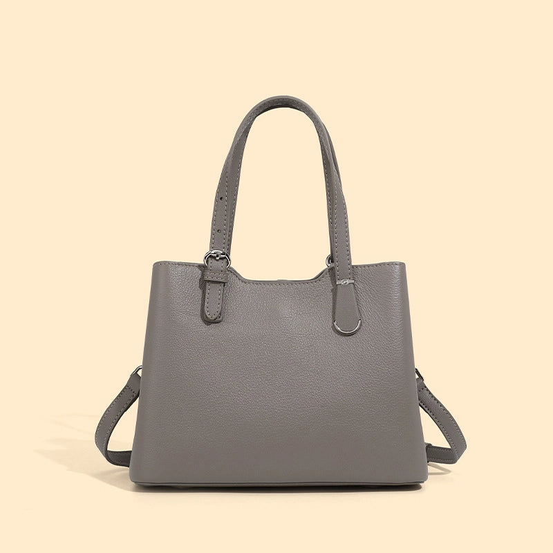 Borsa a tracolla da donna in vera pelle, grigia