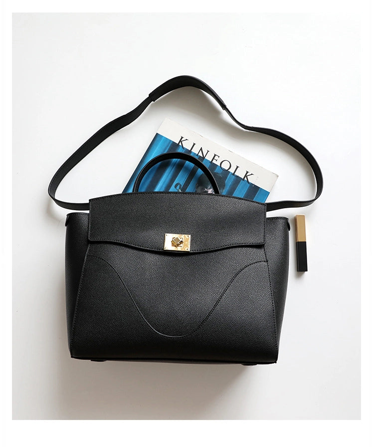 Borsa da sera da donna in vera pelle, borsa a tracolla in raso nera
