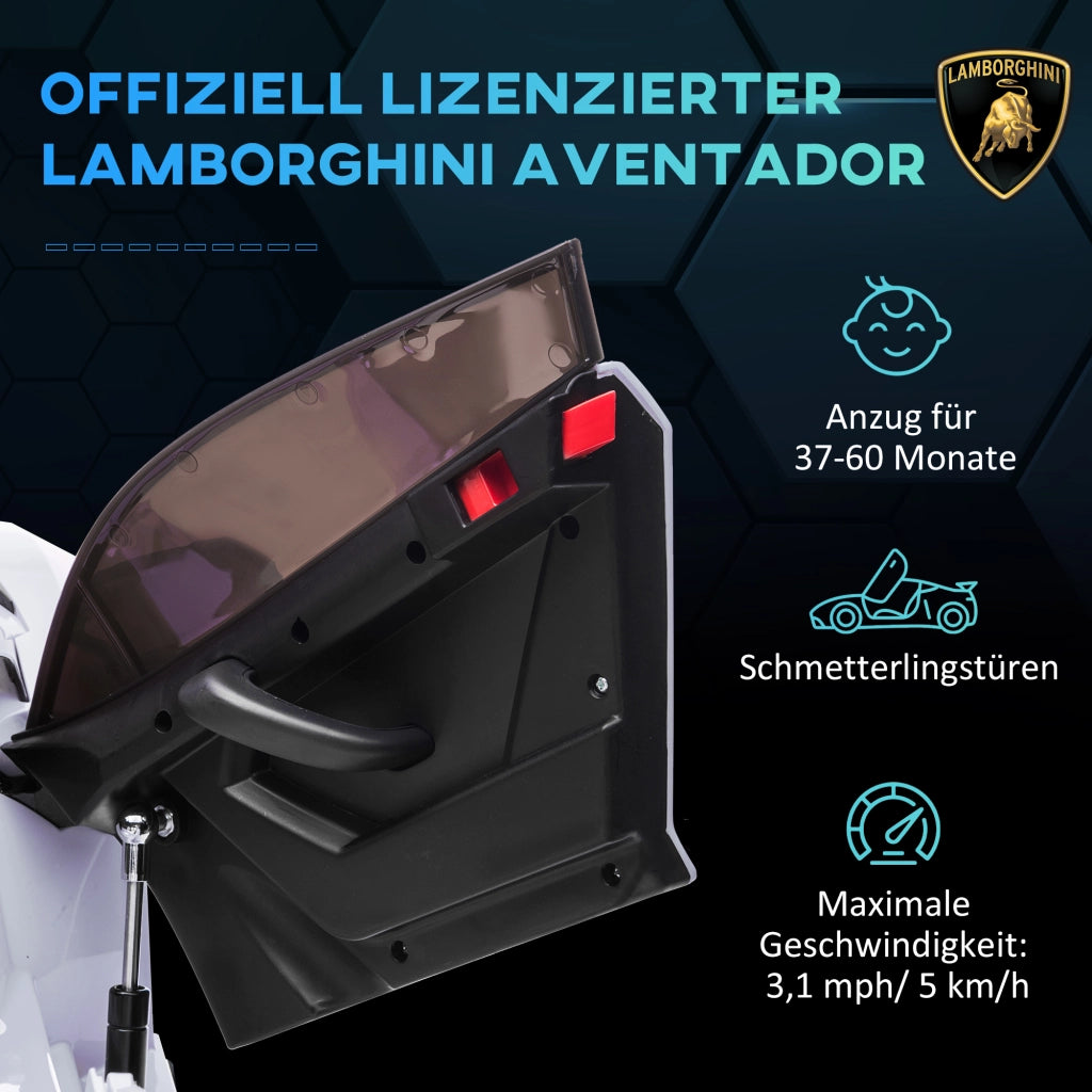 Auto per bambini Lamborghini Aventador ¨C zephmum ¨C Bianco con porte ad ala, musica e clacson