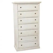 cassettiera settimino in legno Shabby chic 7 cassetti laccato bianco anticato