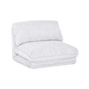 Poltrona letto convertibile velluto a coste grosse coste, bianco