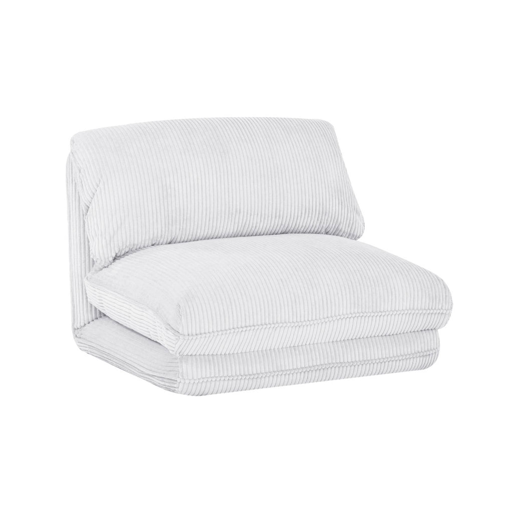 Poltrona convertibile velluto a coste grosse coste 1 posto, bianco
