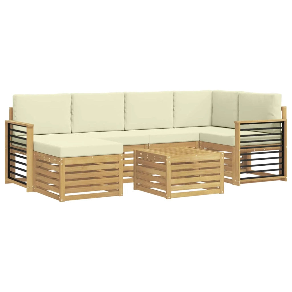 Set di divani da esterno 7 pcs Bianco e Crema Poliestere 3392165