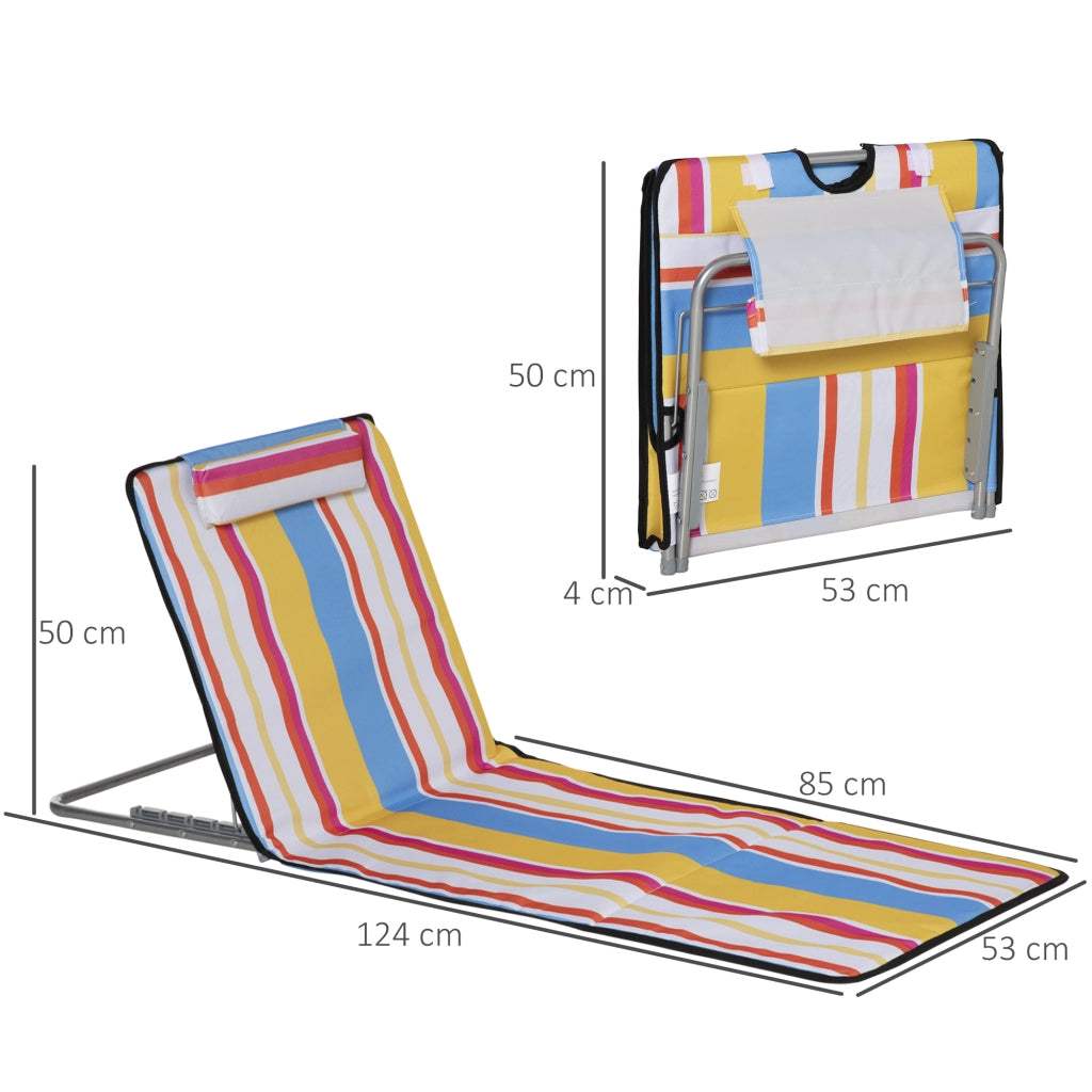 Set 2 Esterillas Plegables con Respaldo Ajustable ¨C zephmum ¨C Multicolor 124x53x45 cm