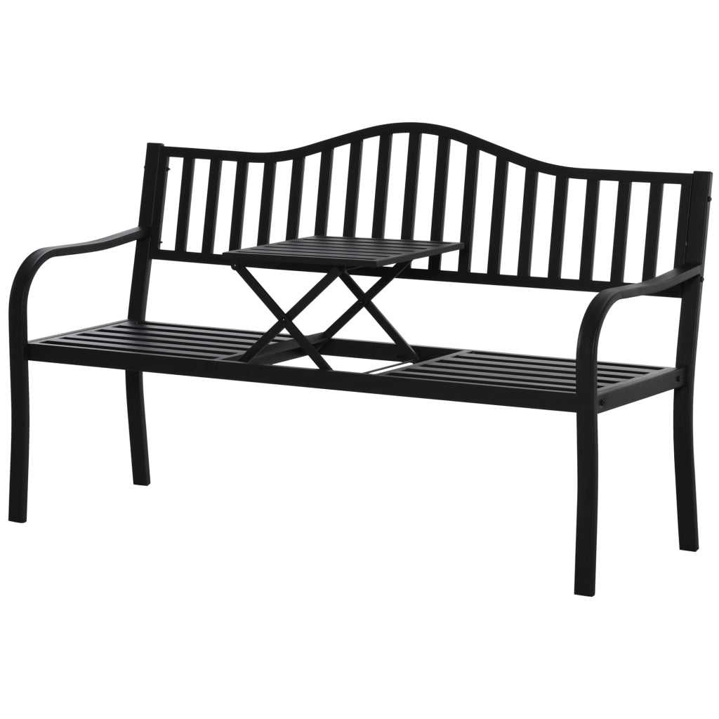 Panchina da giardino 2 posti con tavolo estraibile ¨C Minimal ¨C 150x58.5x90 cm nero