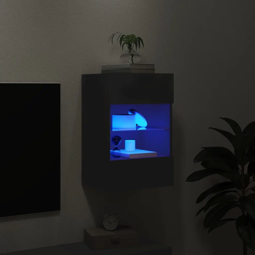 Mobile TV a Parete con Luci LED Nero 40x30x60,5 cm 837080