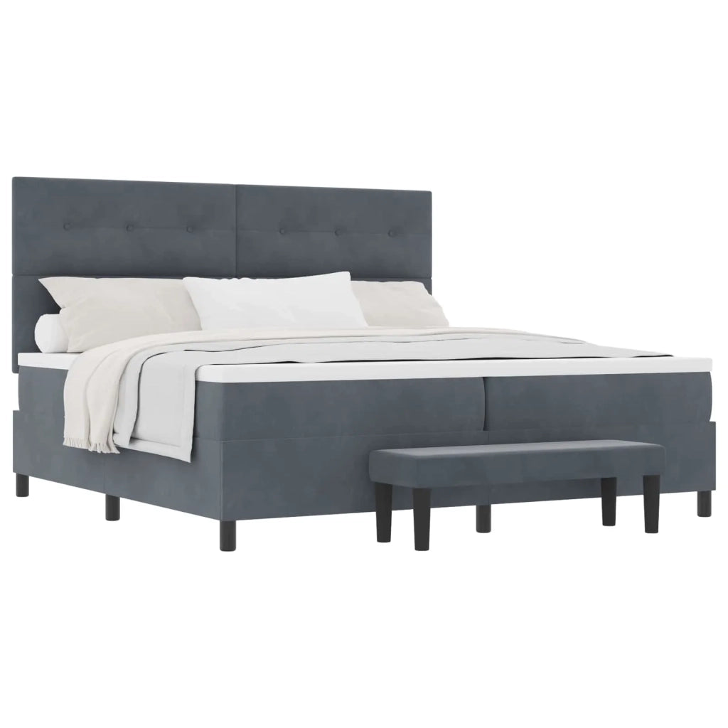 Letto a molle con materasso Grigio scuro 200 x 200 cm Velluto 3344535
