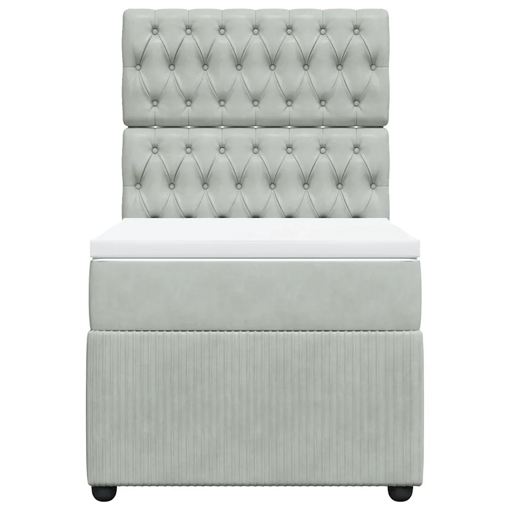 Giroletto a Molle con Materasso Grigio Chiaro 100x200cm Velluto
