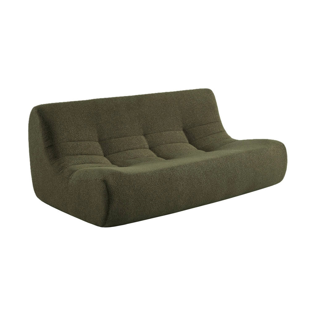 Poltrona in tessuto bouclé strutturato, 3 posti, verde kaki