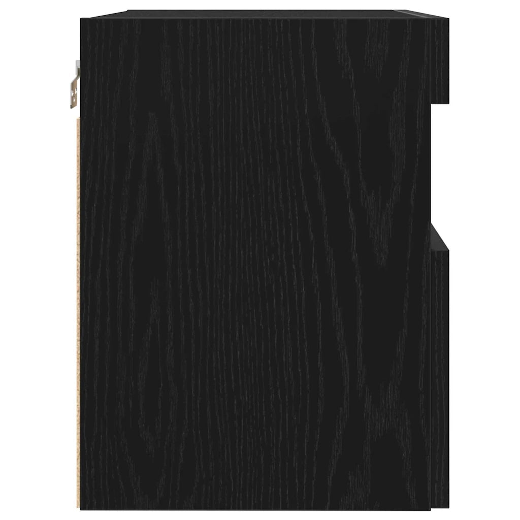 Mobile TV da parete con LED Rovere nero 60 x 30 x 40 cm 862210