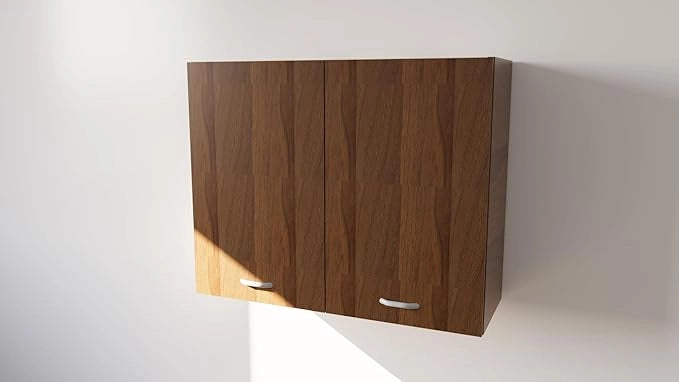 Pensile Cucina  in Legno Nobilitato Noce, Mobile Alto con 2 Ante, Pensile Componibile Moderno Made in Italy (H80X70LXP32cm)
