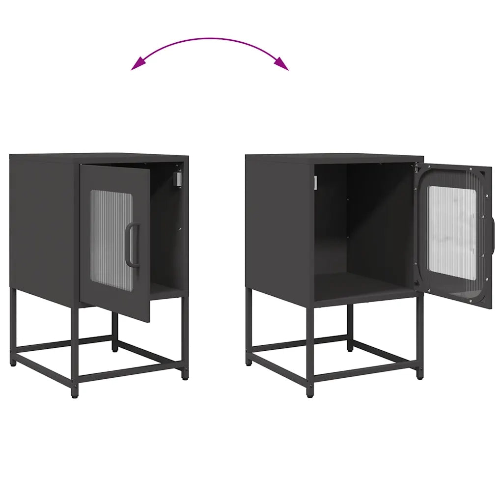 vidaXL Comodino Nero 36x39x60,5 cm in Acciaio Laminato a Freddo